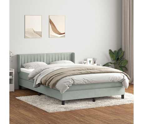 vidaXL Sommier &agrave; lattes de lit et matelas gris clair 140x220cm velours
