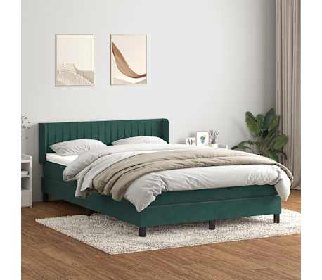 vidaXL Sommier &agrave; lattes de lit et matelas vert fonc&eacute; 140x220cm velours