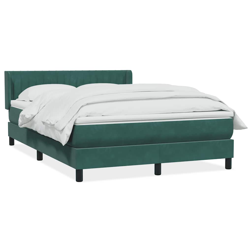 vidaXL Pat box spring cu saltea, verde închis, 140x220 cm, catifea