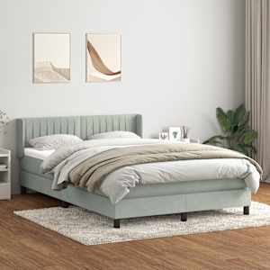 Box Spring postelja z vzmetnico svetlo siva 160x220 cm žametna
