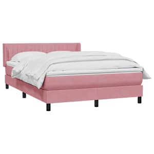 vidaXL Sommier &agrave; lattes de lit avec matelas rose 160x220 cm velours
