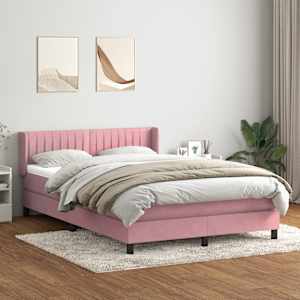Box spring postelja z vzmetnico roza 160x220 cm žamet