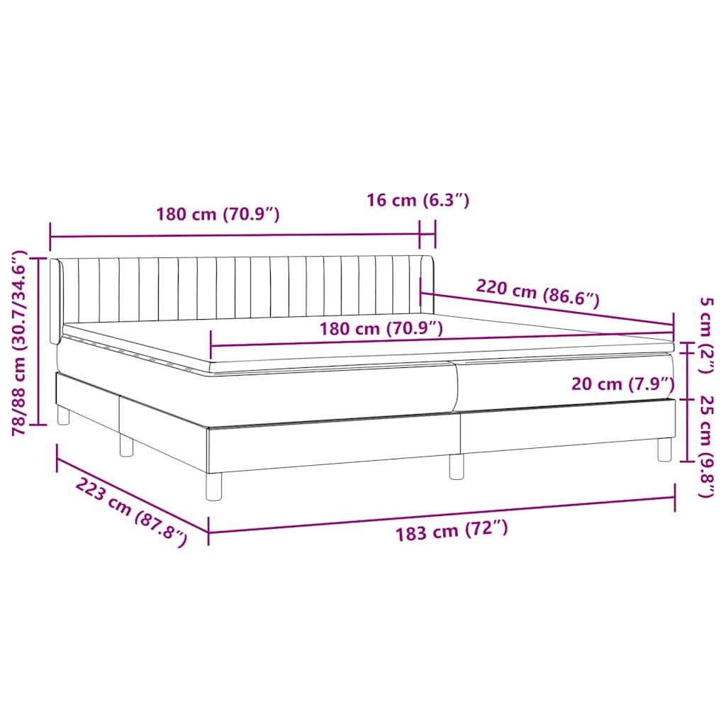 Łóżko typu Box Spring z materacem Jasnoszary 180x220 cm Aksamit