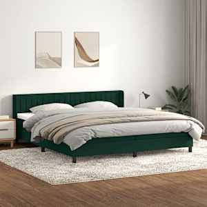 Box spring postel s matrací tmavě zelená 180x220 cm samet - obrázek 1