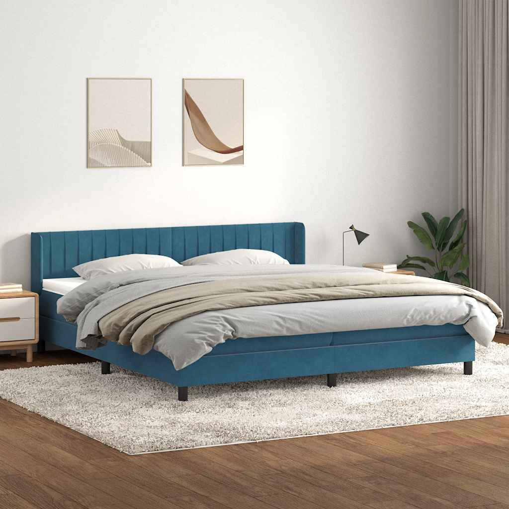 vidaXL Boxspringbett mit Matratze Dunkelblau 200x220 cm Samt