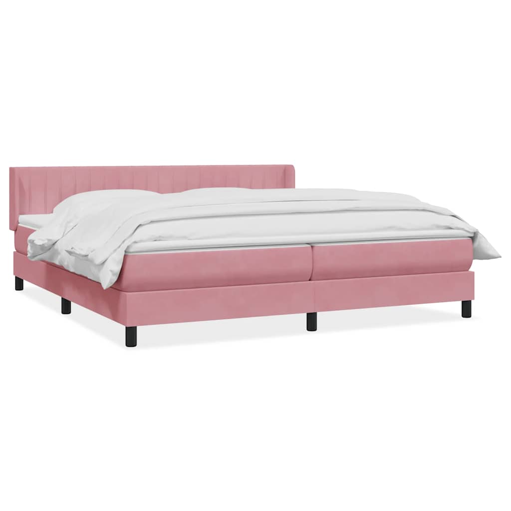 Łóżko typu Box Spring z materacem różowe 200x220 cm aksamitne