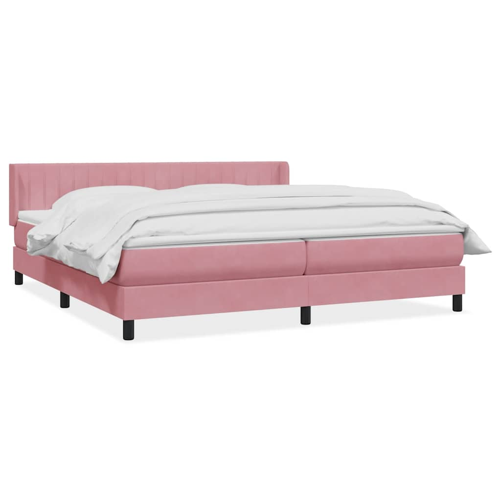 vidaXL Box Spring postelja z vzmetnico Pink 200x220 cm žamet