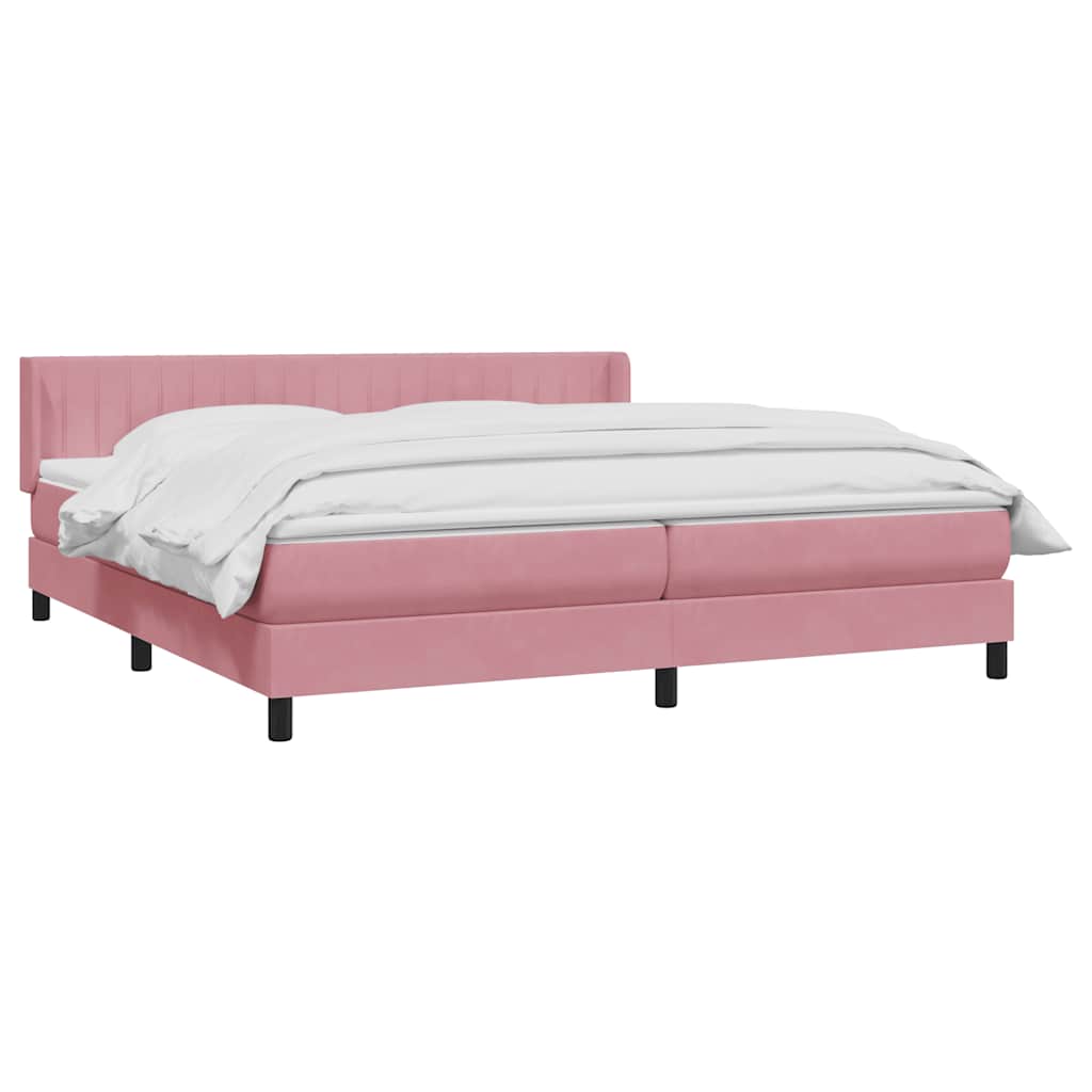 Łóżko typu Box Spring z materacem różowe 200x220 cm aksamitne