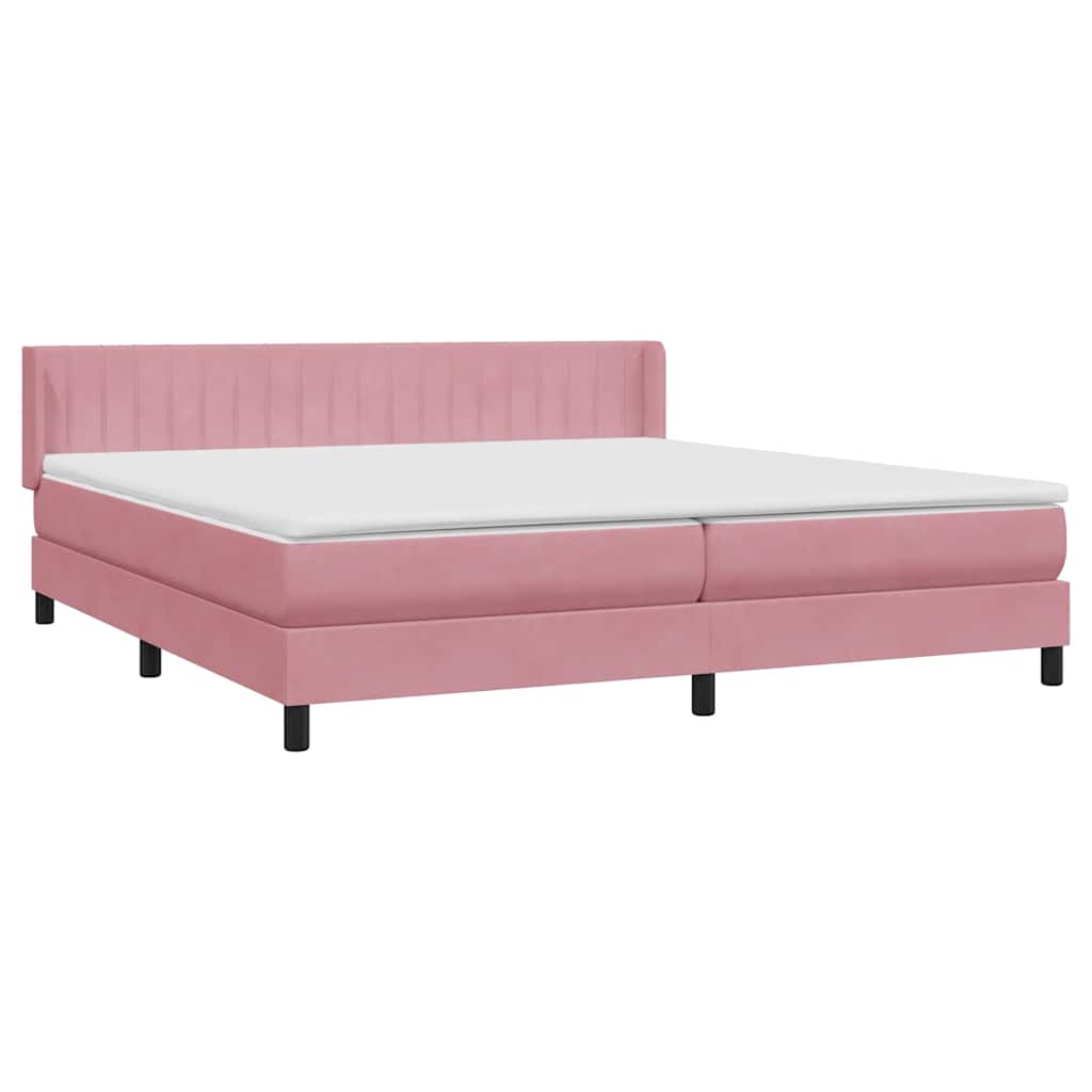 Łóżko typu Box Spring z materacem różowe 200x220 cm aksamitne