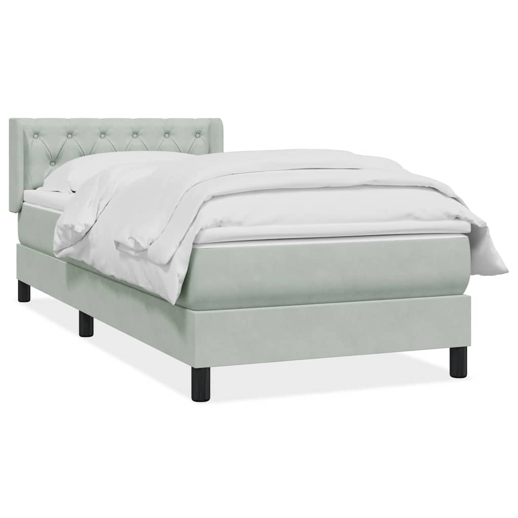 vidaXL Boxspring met matras fluweel lichtgrijs 80x210 cm grijs, foto 3