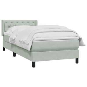 Box spring postel s matrací světle šedá 80x210 cm samet - obrázek 3