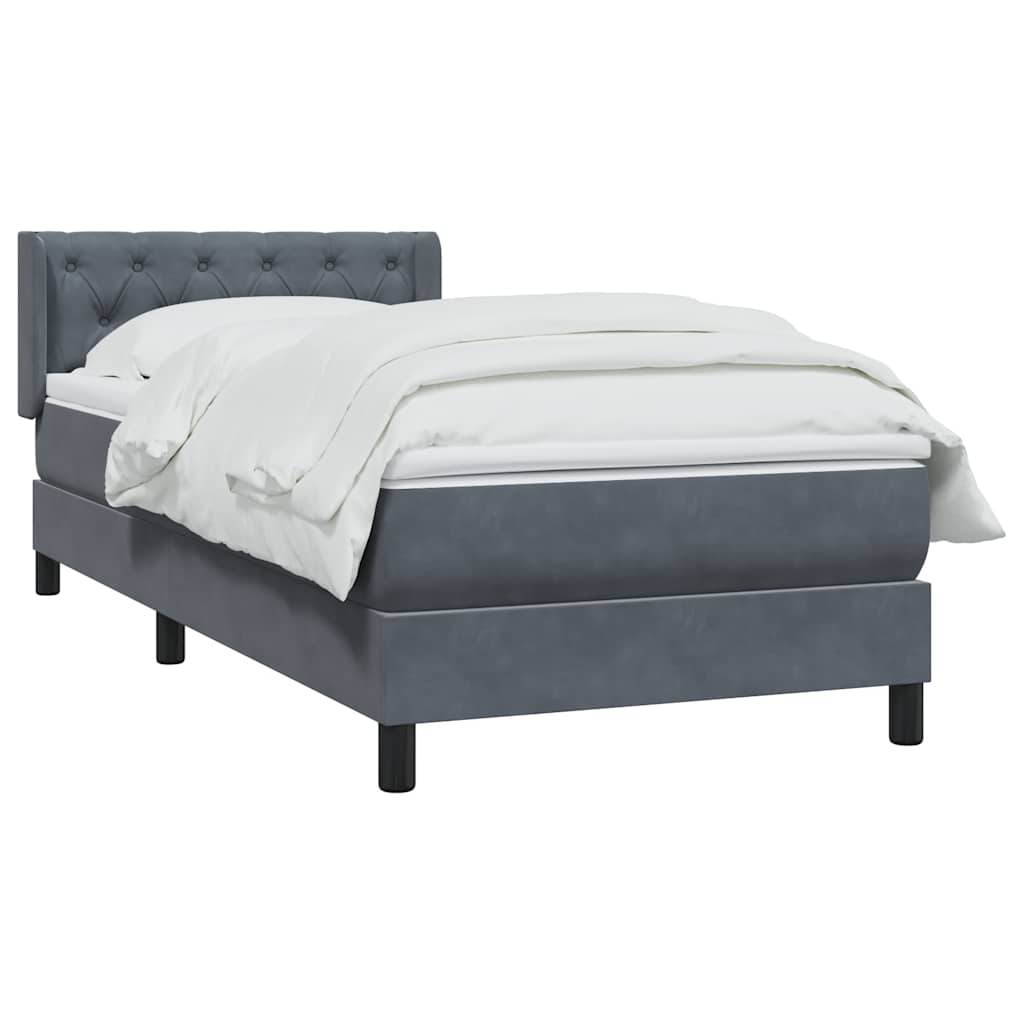 vidaXL Boxspring met matras fluweel donkergrijs 80x210 cm afbeelding