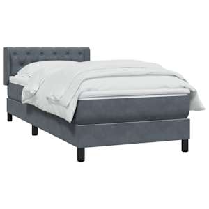 Box spring postel s matrací tmavě šedá 80x210 cm samet - obrázek 3