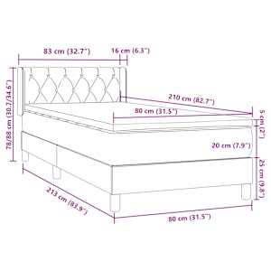 Box spring postel s matrací tmavě šedá 80x210 cm samet - obrázek 12