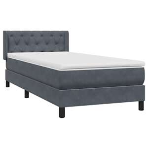 Box spring postel s matrací tmavě šedá 80x210 cm samet - obrázek 4