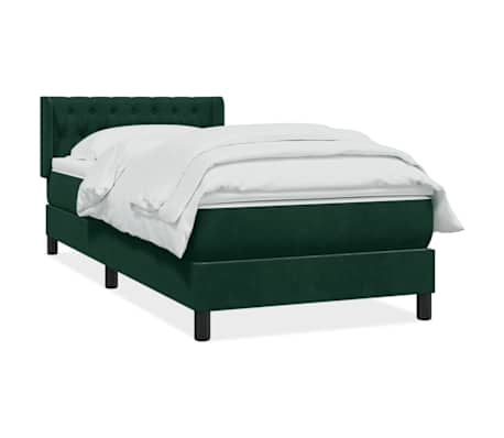 vidaXL Sommier &agrave; lattes de lit et matelas vert fonc&eacute; 80x210 cm velours