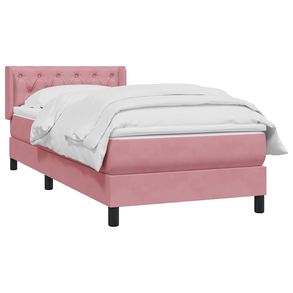 vidaXL Boxspring met matras fluweel roze 80x210 cm afbeelding