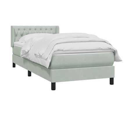 vidaXL Sommier &agrave; lattes de lit et matelas gris clair 90x210 cm velours