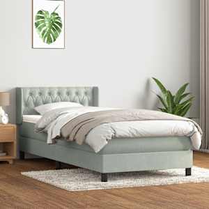 Box Spring postelja z vzmetnico Svetlo siva 90x210 cm Velvet