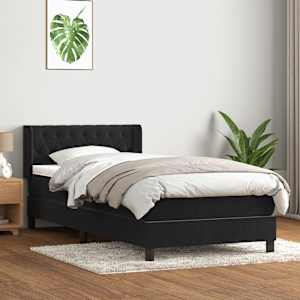 Box spring postelja z vzmetnico črna 90x210 cm žamet