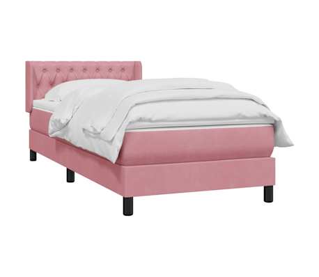 vidaXL Sommier &agrave; lattes de lit avec matelas rose 90x210 cm velours