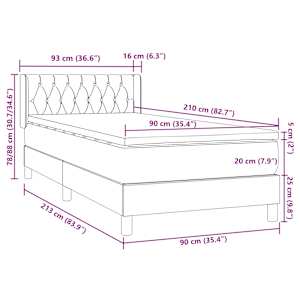 Box spring postel s matrací růžová 90x210 cm samet - obrázek 12