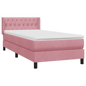Box spring postel s matrací růžová 90x210 cm samet - obrázek 4