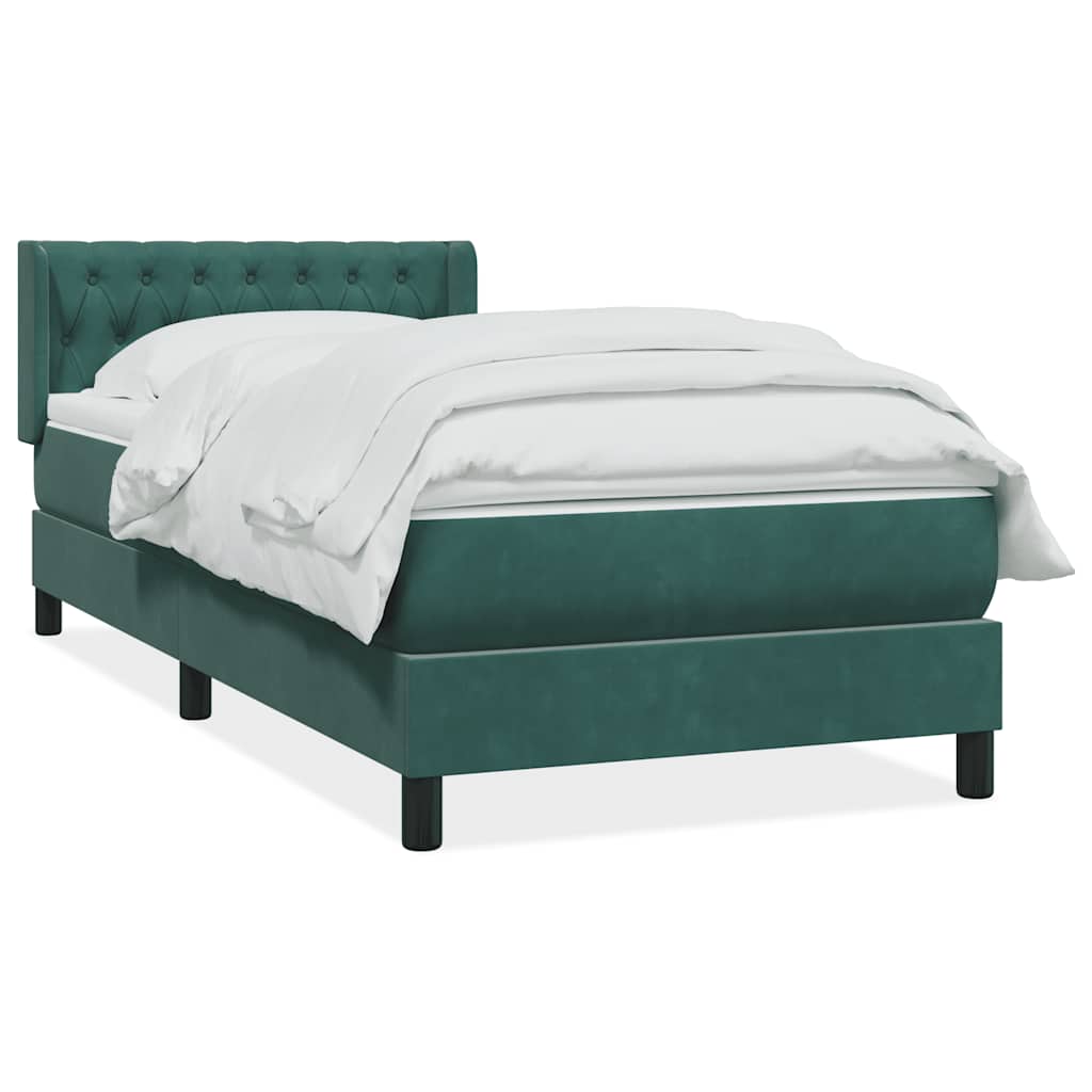 Thumbnail - vidaXL Boxspringbett mit Matratze Dunkelgrün 100x210 cm Samt
