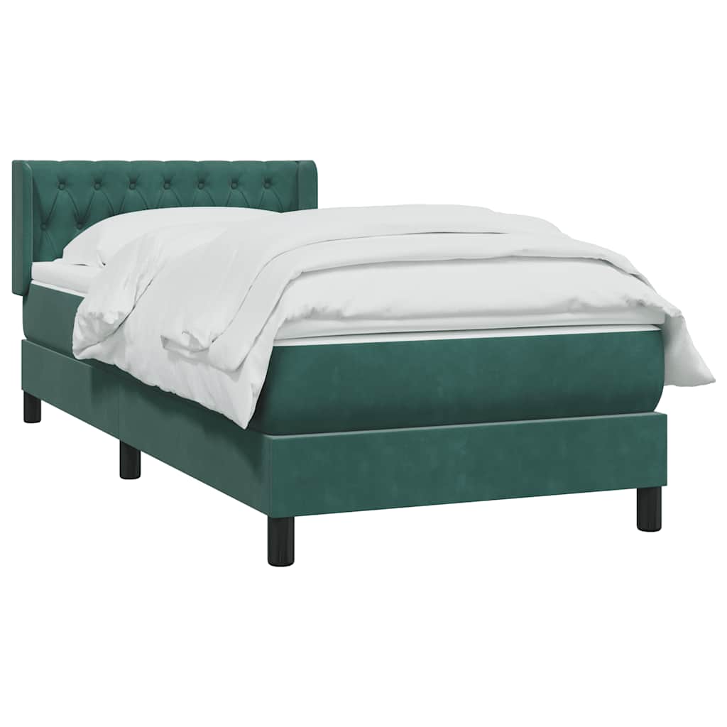 Thumbnail - vidaXL Boxspringbett mit Matratze Dunkelgrün 100x210 cm Samt
