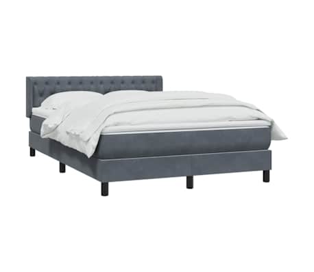 vidaXL Sommier &agrave; lattes de lit et matelas gris fonc&eacute; 140x210cm velours