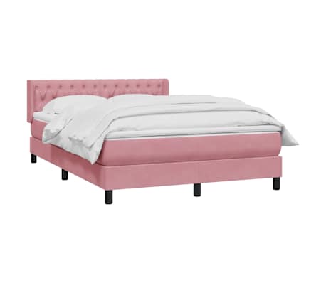 vidaXL Sommier &agrave; lattes de lit avec matelas rose 140x210 cm velours