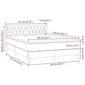 Box spring postel s matrací růžová 140x210 cm samet - obrázek 12