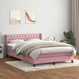 Box spring postel s matrací růžová 140x210 cm samet - obrázek 1