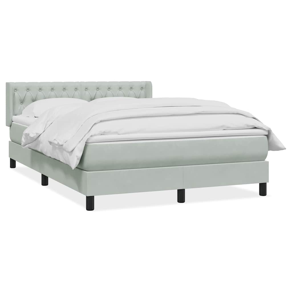 vidaXL Boxspring met matras fluweel lichtgrijs 160x210 cm grijs, foto 3