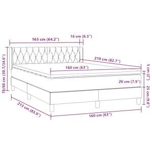 Box spring postel s matrací světle šedá 160x210 cm samet - obrázek 12