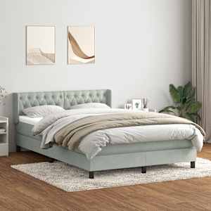 Box spring postel s matrací světle šedá 160x210 cm samet - obrázek 1