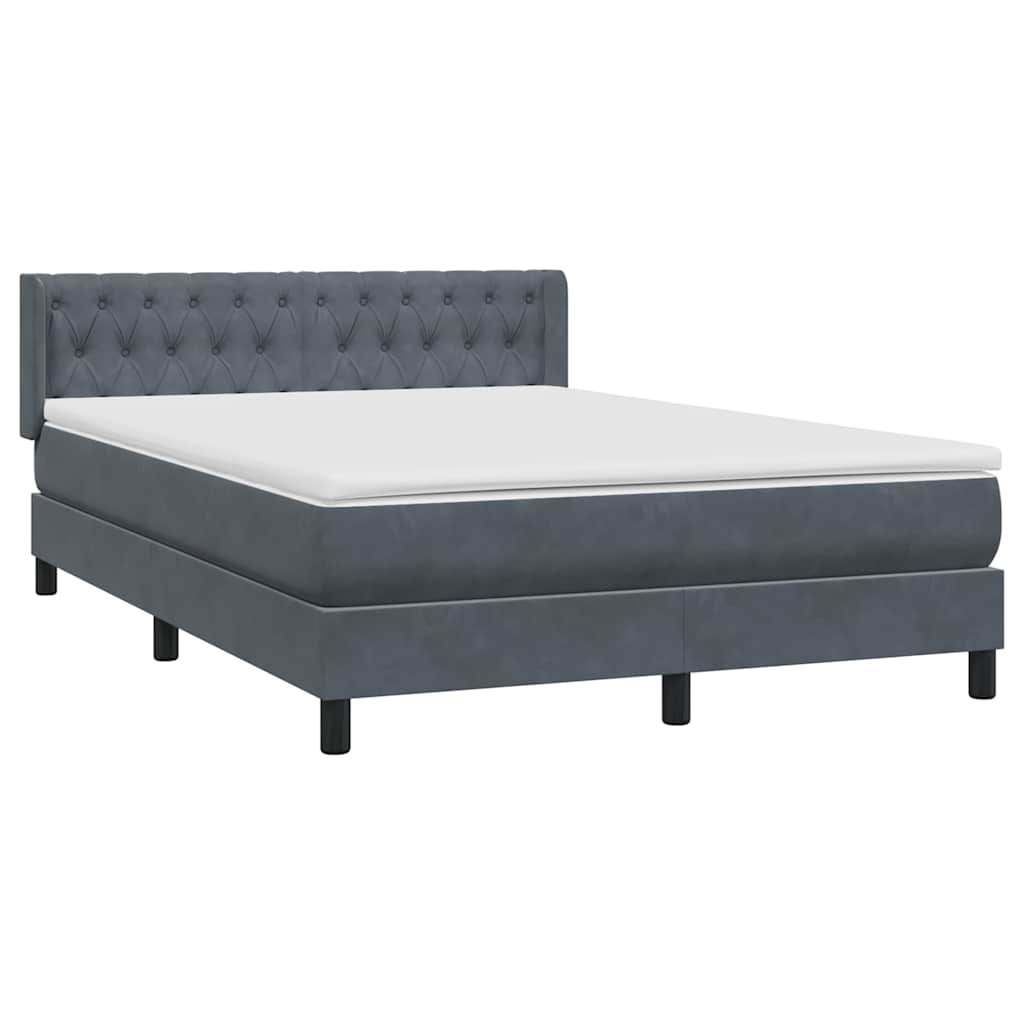 vidaXL Boxspring met matras fluweel donkergrijs 160x210 cm grijs, foto 4