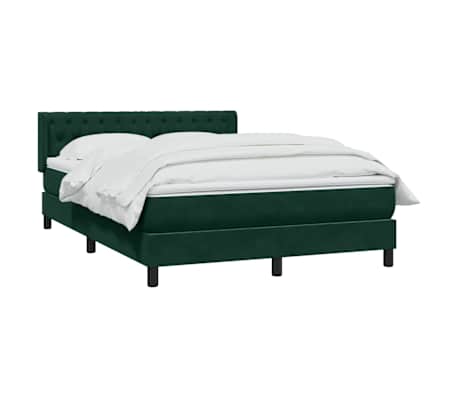 vidaXL Cama box spring com colch&atilde;o 160x210 cm veludo verde escuro
