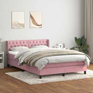 Box spring postelja z vzmetnico roza 160x210 cm žamet