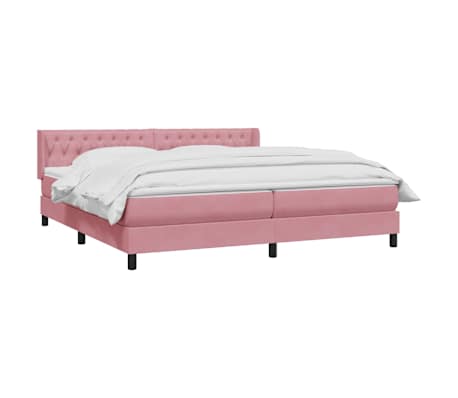 vidaXL Boxspringbett mit Matratze Rosa 180x210 cm Samt