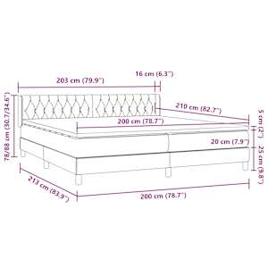 Box spring postel s matrací tmavě šedá 200x210 cm samet - obrázek 12
