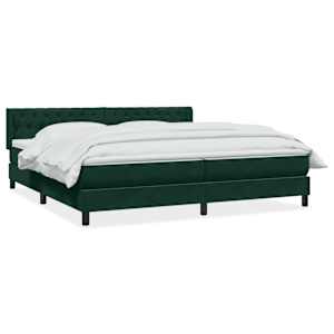 Box spring postel s matrací tmavě zelená 200x210 cm samet - obrázek 2