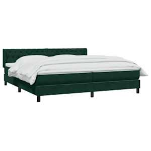Box spring postel s matrací tmavě zelená 200x210 cm samet - obrázek 3