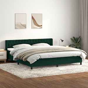 Box spring postel s matrací tmavě zelená 200x210 cm samet - obrázek 1