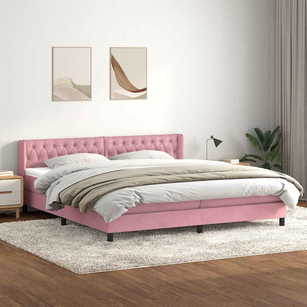 vidaXL Boxspringbett mit Matratze Rosa 200x210 cm Samt