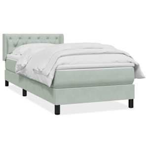 Box spring postelja z vzmetnico svetlo siva 80x220 cm žamet