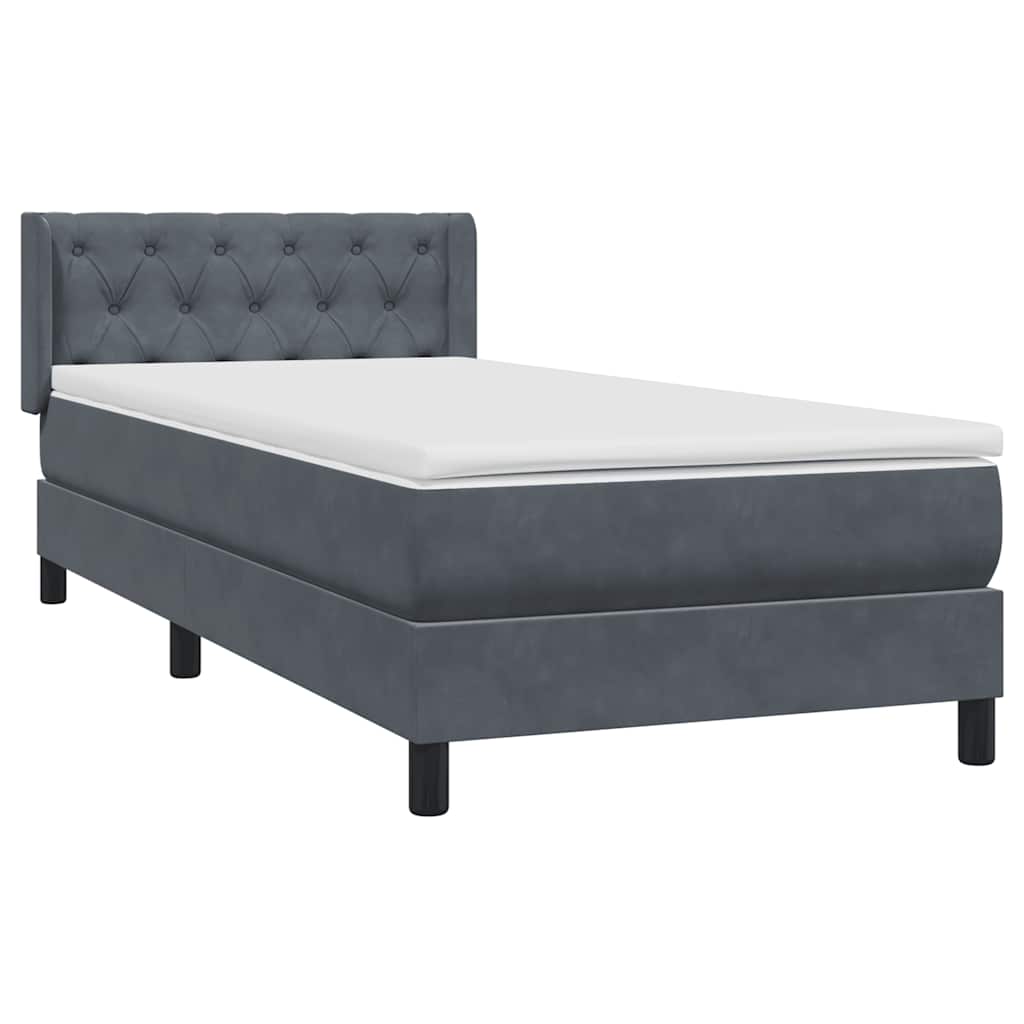 vidaXL Boxspring met matras fluweel donkergrijs 80x220 cm grijs, foto 3