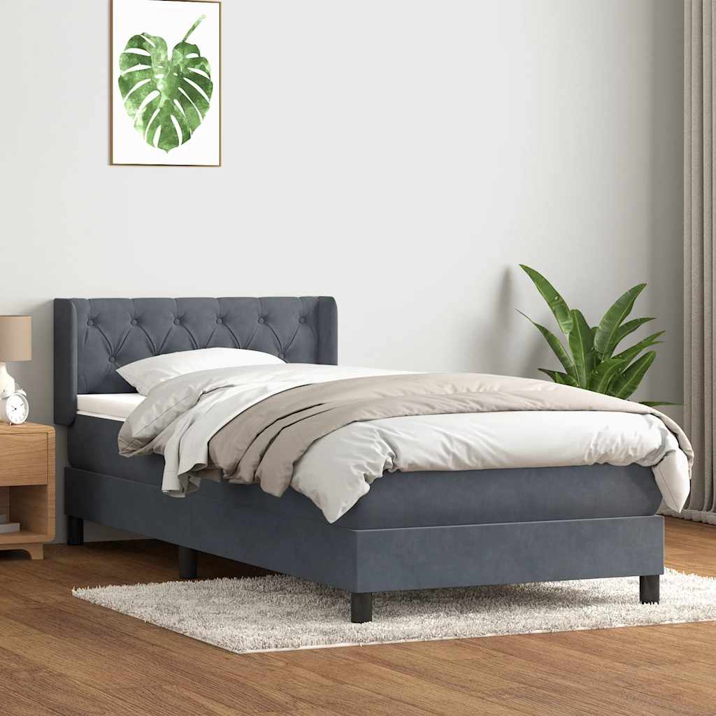 vidaXL Boxspring met matras fluweel donkergrijs 80x220 cm grijs, foto 2