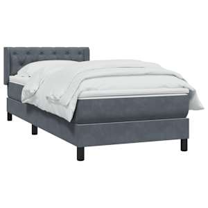 Box spring postel s matrací tmavě šedá 80x220 cm samet - obrázek 4