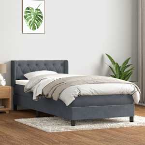 vidaXL Sommier &agrave; lattes de lit et matelas gris fonc&eacute; 80x220 cm velours